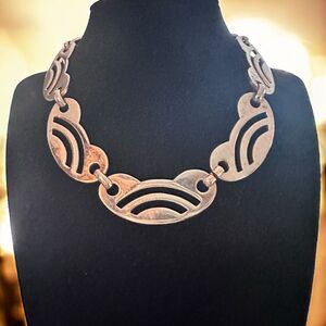 Vintage Signed Sperry Choker Style Necklace Modernist Style Gold Tone 15 Inch